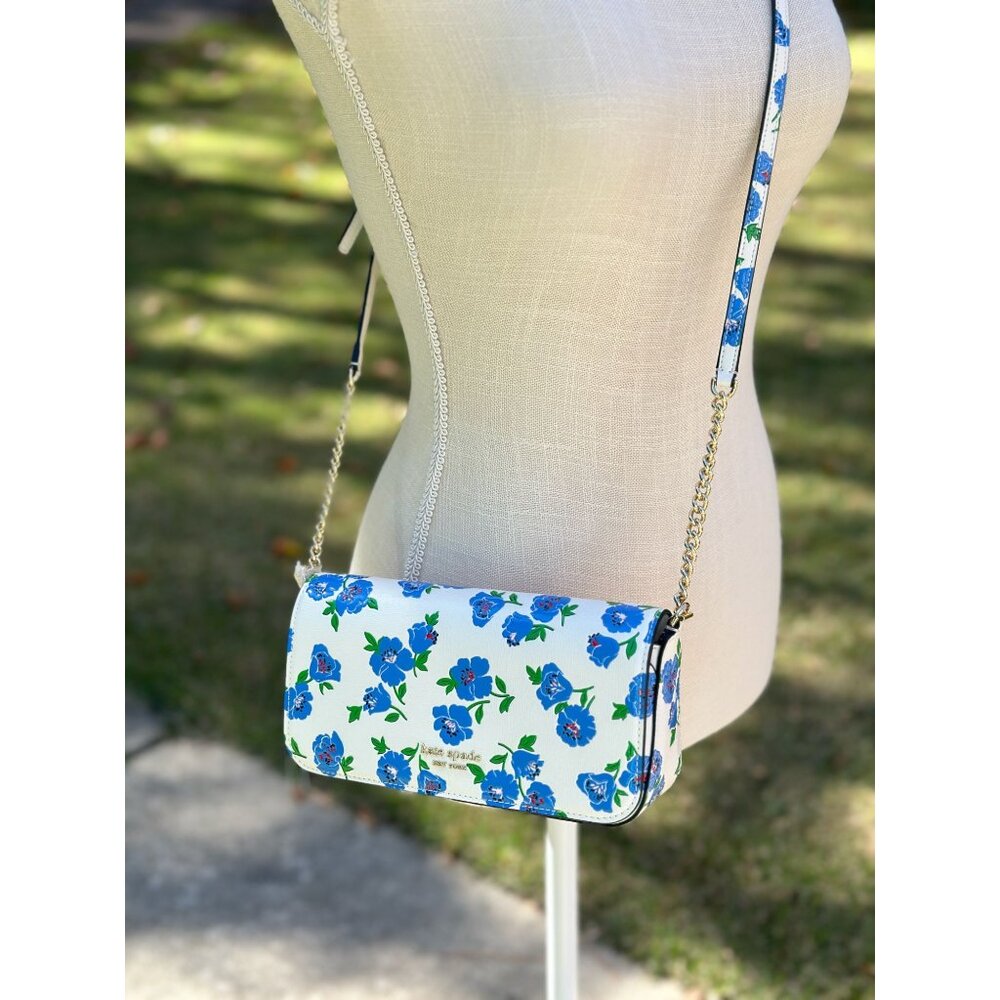 Kate Spade Devin Springtime Blooms Flap Chain Wallet Crossbody KJ972 NWT